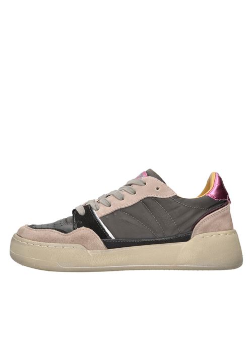 Leather and suede sneakers. MONO WAY | BANGO DONNA NYLONGRIGIO-BEIGE-FUXIA